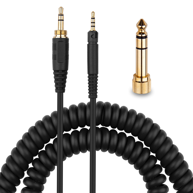 Replacement Spring Coiled 6.35mm Aux Cable Extension Cord for Pio Neer DJ HDJ-X5 HDJ-X7 HDJ-X5 BT Headphones