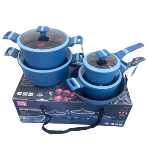 Juego de ollas y sartenes antiadherentes UCC LIFE con revestimiento de granito, 9 piezas, con tapas, para cocinar en casa - Product Image 1