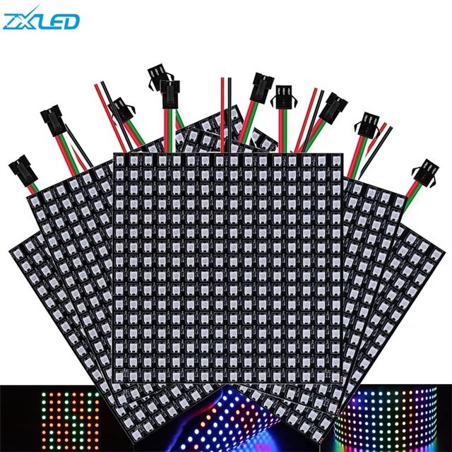 WS2812B RGB LED Digital Flexible Individually Addressable Panel Light 4X12 8X8 16X16 8X32 WS2812 Module Matrix Screen 5V