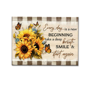 Ogni giorno è un nuovo inizio - Quadro da parete con farfalle e girasoli - Stampe su tela personalizzate per decorazioni domestiche ispiratrici - Product Image 2
