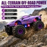 Mobil Monster RC Amfibi GT Supercar 2.4G Ungu dan Pink Kap Panjang Putaran 360 LED Air dan Darat Grosir
