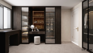 Balom Custom Full Wall <b>Mirror</b> Glass Closet <b>With</b> Illuminated Storage Shelves Multi Drawer Luxury Walk-in System - Product Image 3