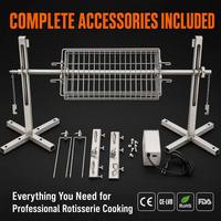 Support de rôtissoire démontable en acier inoxydable 304, 129 cm, moteur 15W, rotation automatique pour agneau et cochon entiers, CE-EMC CE-LVD, économie de transport