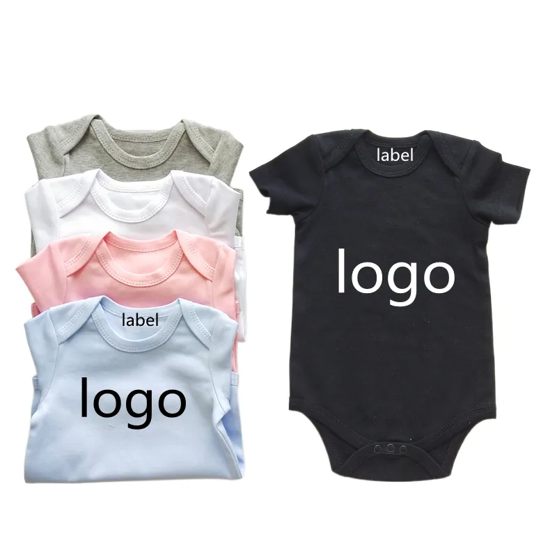 Cotton New Solid Color New Born Black Boy Baby Onesie Blank Baby clothes romper with button snap Baby clothes