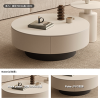 Table basse circulaire modulable, avec grand tiroir de rangement dissimulé, armoire crème, base solide, ensemble de tables à thé modernes pour la maison