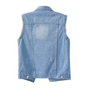 Gilet de Cowboy personnalisé pour femmes, Slim <span class=keywords><strong>sans</strong></span> <span class=keywords><strong>manches</strong></span>, taille Plus, court, jean, <span class=keywords><strong>veste</strong></span> de moto, printemps - Product Image 2