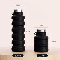 Bouteille d'eau pliable pliante en silicone sans BPA capacité de 500ml eau bouillante potable directe Applicable pour les voyages en camping