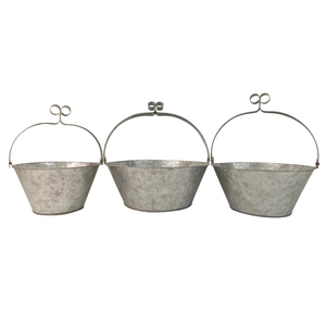 Lot de 3 grandes jardinières à godets galvanisées avec poignée en fer pour accessoires de maison et de jardin Best-seller - Product Image 6