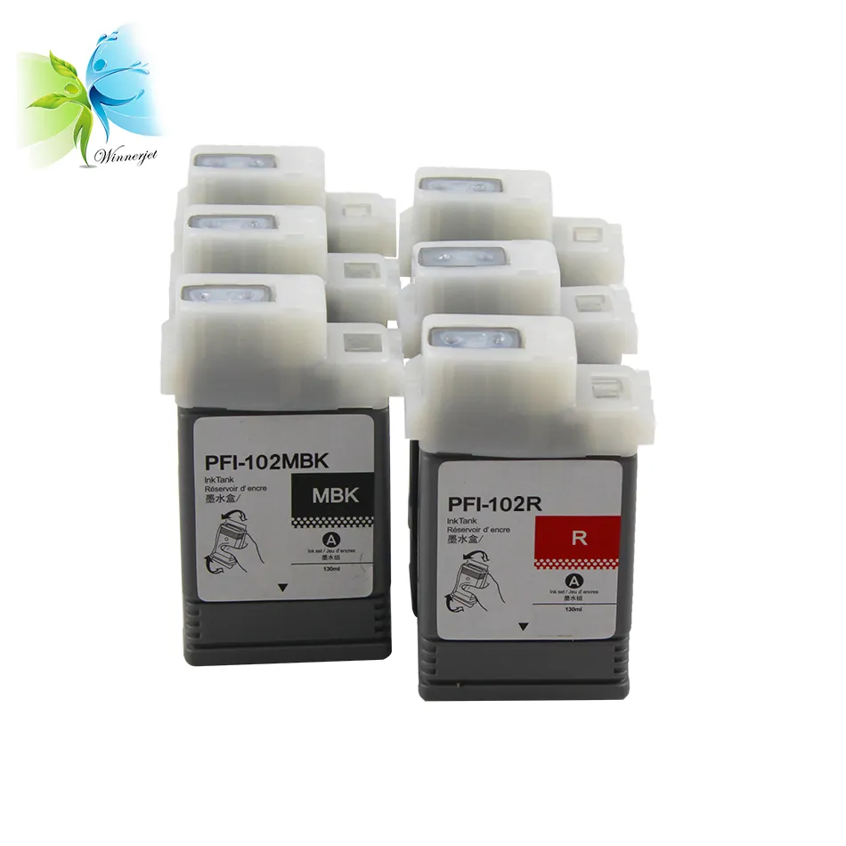 130ml PFI-102 PFI 104 Compatible Ink Cartridges with pigment ink with chip for canon ipf 765 760 650 655 750 755 printer