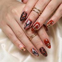 Uñas Postizas Acrílicas Francesas de Cobertura Completa con Pegamento, Forma de Almendra, Puntas Largas, Stiletto, 10 Piezas