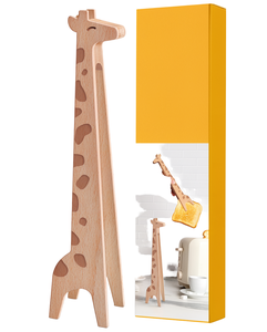 Pinzas para tostadas de madera con forma de jirafa - Lindas pinzas para servir alimentos con forma de animal, con caja de regalo, para cocina, panadería, fiestas, logotipo personalizado, venta al por mayor - Product Image 1