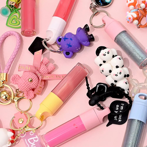 MLM Vegan Cosmetics Vendor <b>Lip</b> Oil Makeup Plumper Pendant Keychain Decoration Private Label Glossy Shimmer Glitter Long Lasting - Product Image 4