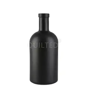Custom 500ml 750ml 1000ml Vacío Mate Negro Botellas de vidrio de color oscuro para el aceite de oliva