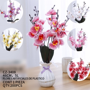 Orchidee artificiali 46cm fiori di plastica decorazioni floreali portatili classico elegante - Product Image 1