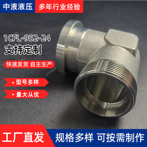 Raccord de compression fileté en acier inoxydable 90 degrés 1CFL9/1DFS9, connecteur à bride hydraulique à angle droit, taille métrique - Product Image 2