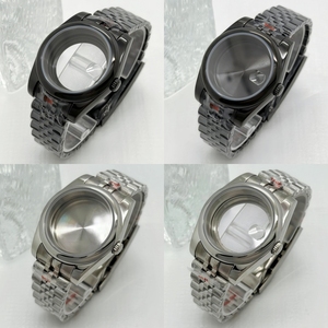 Boîtier de montre en acier inoxydable noir de 36/39 mm avec bracelet Jubilee, boucle réglable, compatible avec les mouvements <span class=keywords><strong>Seiko</strong></span> <span class=keywords><strong>NH35</strong></span>/NH36/NH38 - Product Image 1