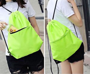 กระเป๋าเป้สะพายหลังแบบมีเชือกผูก 210D โพลีเอสเตอร์ สำหรับทุกเพศ พิมพ์โลโก้ได้ตามต้องการ พับเก็บได้ เหมาะสำหรับออกกำลังกาย โยคะ กิจกรรมกลางแจ้ง ช้อปปิ้ง รับผลิตแบบ OEM/ODM - Product Image 3