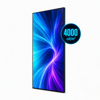 Écran publicitaire LCD mural haute luminosité 4500 Nits, 43, 49, 55, 65 pouces, anti-reflet, pour vitrine de magasin, station-service