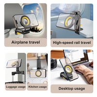 Support magnétique pour téléphone portable pour avion, pliable, portable, 360° °   Support de téléphone magnétique rotatif puissant pour les voyages et les trains