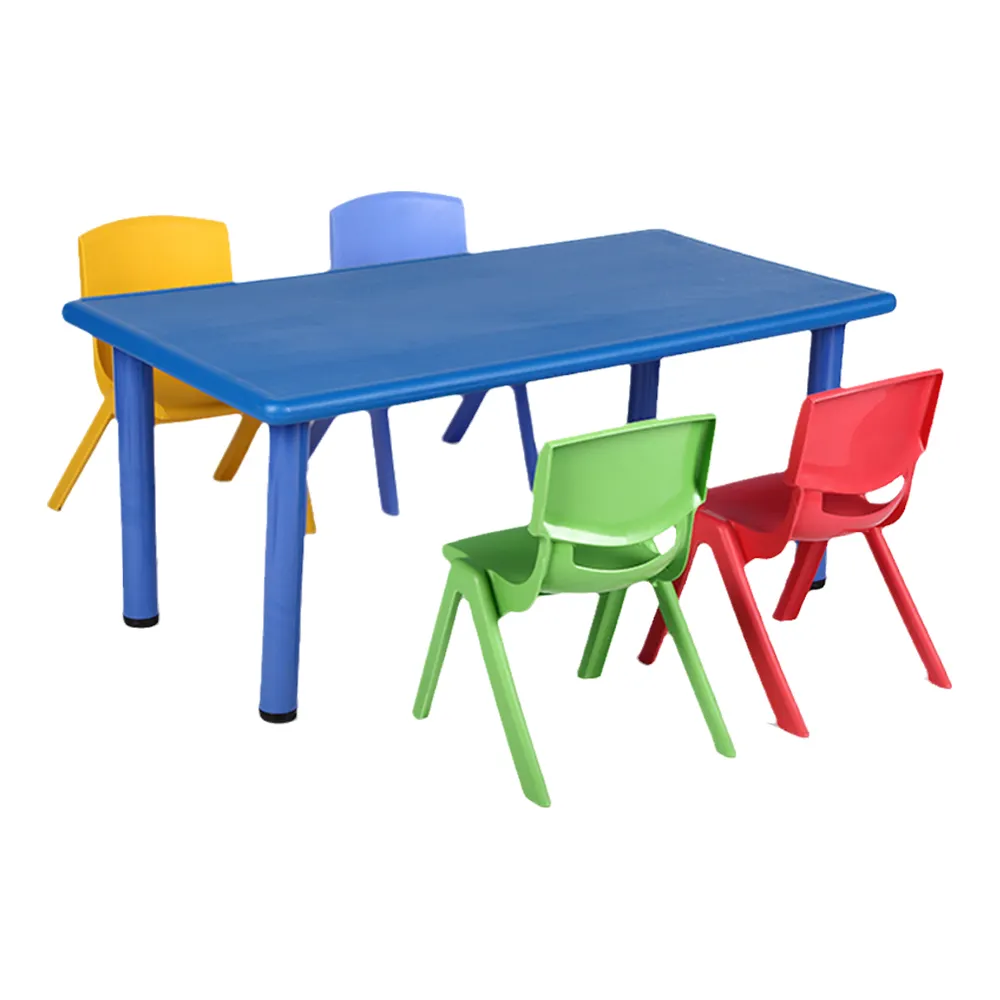 Kids plastic study play reading table desk and chairs set children