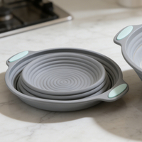 Bol de levée de pâte en silicone alimentaire pliable avec poignées antidérapantes pour la cuisson - Vente en gros
