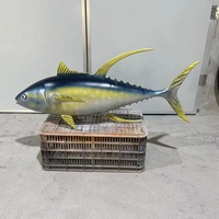 Art mural 3D réaliste en résine de thon Sculpture de poisson peinte à la main vibrante salon côtier bar de plage décor de restaurant de fruits de mer