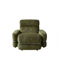 Vente directe usine – Fauteuil design vintage vert olive, style Mid-Century Bauhaus, en chenille et acier inoxydable, pour la détente