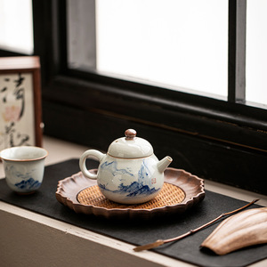 Handmade Porcelain Teapot With Lid Landscape Design Kung Fu <b>Tea</b> Set <b>Infuser</b> For <b>Tea</b> Brewing - Product Image 4