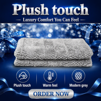 Couverture de luxe grise en fausse fourrure de lapin à chevrons, double couche, super douce et chaude, plaid 3D jacquard en peluche pour lit d'hiver