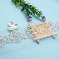 Accessoires pour vêtements Ruban de strass Garniture de couleur noire Garniture de dentelle perlée faite à la main Broderie pour vêtements