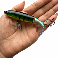 LUSHAZER Leurre de pêche segmenté 100mm 13g, flottant, avec queue à hélice, hameçon triple, pour pêche en surface, pour Black-bass, Brochet, Perche