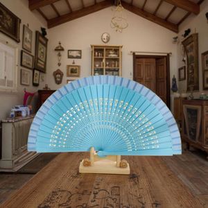 Custom Painted <b>Large</b> Black Folk Art Angel Wooden Folding Hand <b>Fan</b> Premium Bamboo Crafts Business Souvenirs Christmas Party - Product Image 5