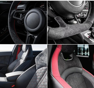 อุปกรณ์ตกแต่งภายในรถยนต์สำหรับ <span class=keywords><strong>Audi</strong></span> <span class=keywords><strong>Q5</strong></span> SQ5 FY แผงเกียร์กลางหุ้มหนังกลับ หัวเกียร์ ฝาครอบป้องกันตกแต่ง สำหรับพวงมาลัยซ้ายและขวา - Product Image 5