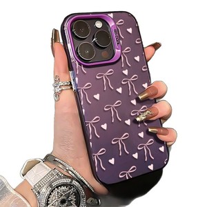 Custodia per cellulare INS Pink Love Bow colorata argento per <span class=keywords><strong>iPhone</strong></span> 16 Plus 15 17 Pro Max, cover posteriore trasparente IMD, Funda Coque - Product Image 6