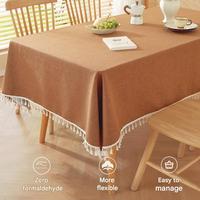 Nappe rectangulaire en lin fin tissé naturel, écologique et durable, pour mariage, banquet, hôtel, décoration de la maison