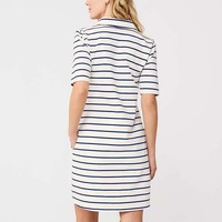 Robe Polo Femme Personnalisée avec Logo, Manches Coude, Longueur Genou, Coton Spandex, Col en V, Poches Latérales, Respirante, Décontractée, Style T-shirt