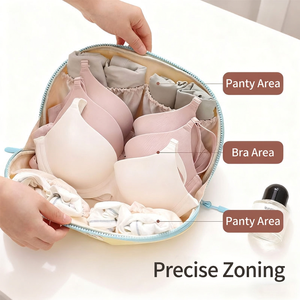 Sac de rangement portable pour sous-vêtements, organiseur de lingerie de voyage avec fermeture éclair pour soutien-gorge, chaussettes, articles de toilette - Product Image 5