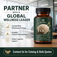 Qbioflex OEM/ODM Capsules de complexe de champignons avec Crinière de lion, B12 et L-Théanine, Capsules végétaliennes pour adultes