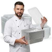 Plateaux jetables de papier d'aluminium de prix usine pour le conteneur à emporter de rectangle avec les couvercles de papier/plastique