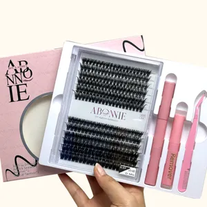 Abonnie Nhãn Hiệu Riêng C D CC DD L M Curl Fluffy Lash Cụm Số Lượng Lớn Lash DIY Kit Cụm Lông Mi Kit