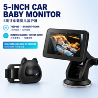 Écran de voiture 5 pouces, CarPlay sans fil, Android Auto, double caméra, caméra embarquée 4K, moniteur bébé 1080P, vision nocturne IR, affichage en écran partagé