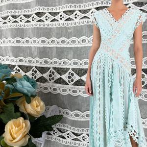 Yüksek kalite 52 inç beyaz örgü kumaş dantel Hollow nakış şifon kumaş <span class=keywords><strong>yard</strong></span> tarafından - Product Image 1