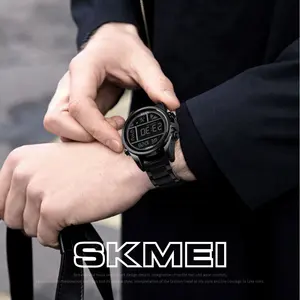 SKMEI 1448 العلامة التجارية الخاصة بك الأزياء الفاخرة سات الرجال الصلب الرقمية الساعات