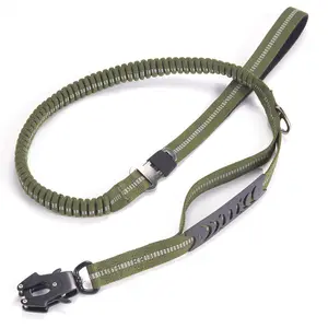 Reflective heavy duty nylon bungee cord tactical frog clip leash dog leash with frog clasp car seat belt Pet leashes