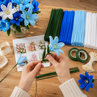 400 Adet Boru Temizleyici Çiçekler DIY El Sanatları Seti 4 Renk Karışık Büyük Paket Çiçek Teli Bahçe Bandı Stamens Toptan