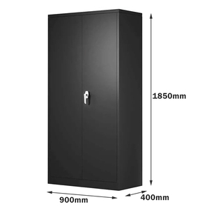 Balançoire moderne en fer noir pour atelier, garage, classeur en métal, diviseurs de placard en acier à 2 portes, bureau, maison, cuisine, école, salle à manger - Product Image 4