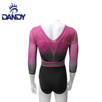 Justaucorps de danse et de gymnastique personnalisé pour femme, de qualité supérieure, confortable, à manches longues, avec strass AB