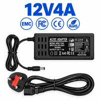 Adaptateur de bureau certifié CE haute efficacité 12V 4A avec prise UK AC 100-240V pour commutateur réseau