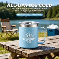 Mug à café avec poignée personnalisé avec logo, 12 oz, 14 oz, 16 oz, 24 oz, en acier inoxydable 304, isotherme, gobelet à bière anti-fuite, tasse à eau de bureau