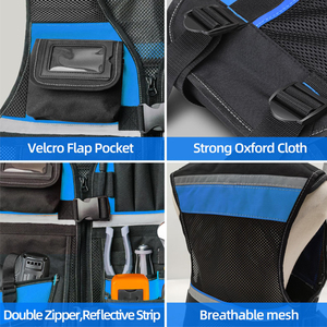 Electrician Tool <b>Vest</b>, Reflective Strips Work <b>Vest</b> with Adjustable Straps, Tool <b>Vest</b> for Electrical, Carpenters, Construction - Product Image 4